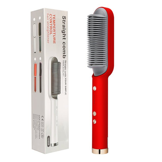 STORAZONE Beauté et santé Red / AU / With box New 2 In 1 Hair Straightener Hot Comb Negative Ion Curling Tong Dual-purpose Electric Hair Brush