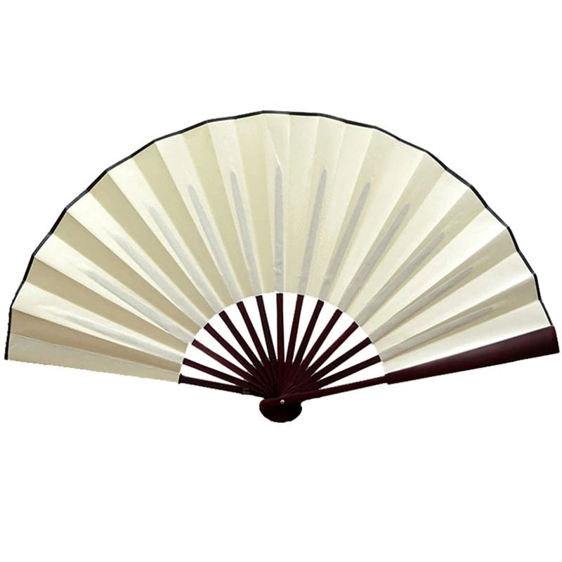 Storazone Beige / 13 inches 10/13 Inch Folding Fan Hand Silk Cloth DIY Chinese Folding Fan Wooden Bamboo Antiquity Fold Fans DIY Calligraphy Painting Decor