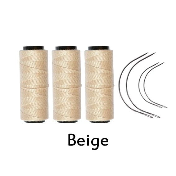 Storazone Beige 3 roll 3 Rolls/5 Rolls Hair Weaving Threads With 4 pcs C Curved Needles Wig Making Tools Sewing Thread