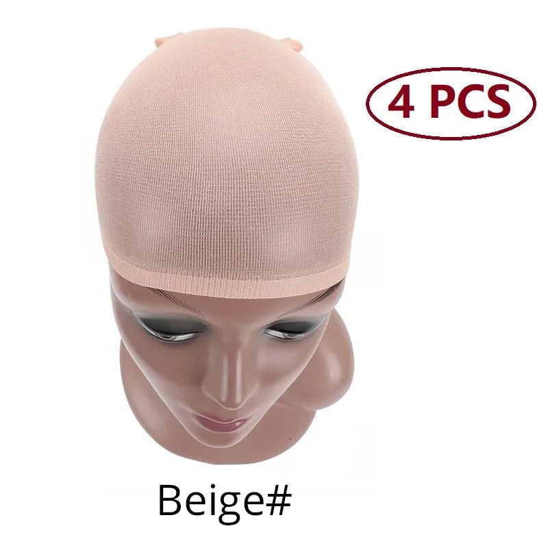 Storazone Beige 4 pieces Nunify Nude Mesh Net Wig Caps With Closed End For Wigs 2Pcs/Pack Free Size Stocking Cap Red Coffee Black Begie Brown 6 Colors