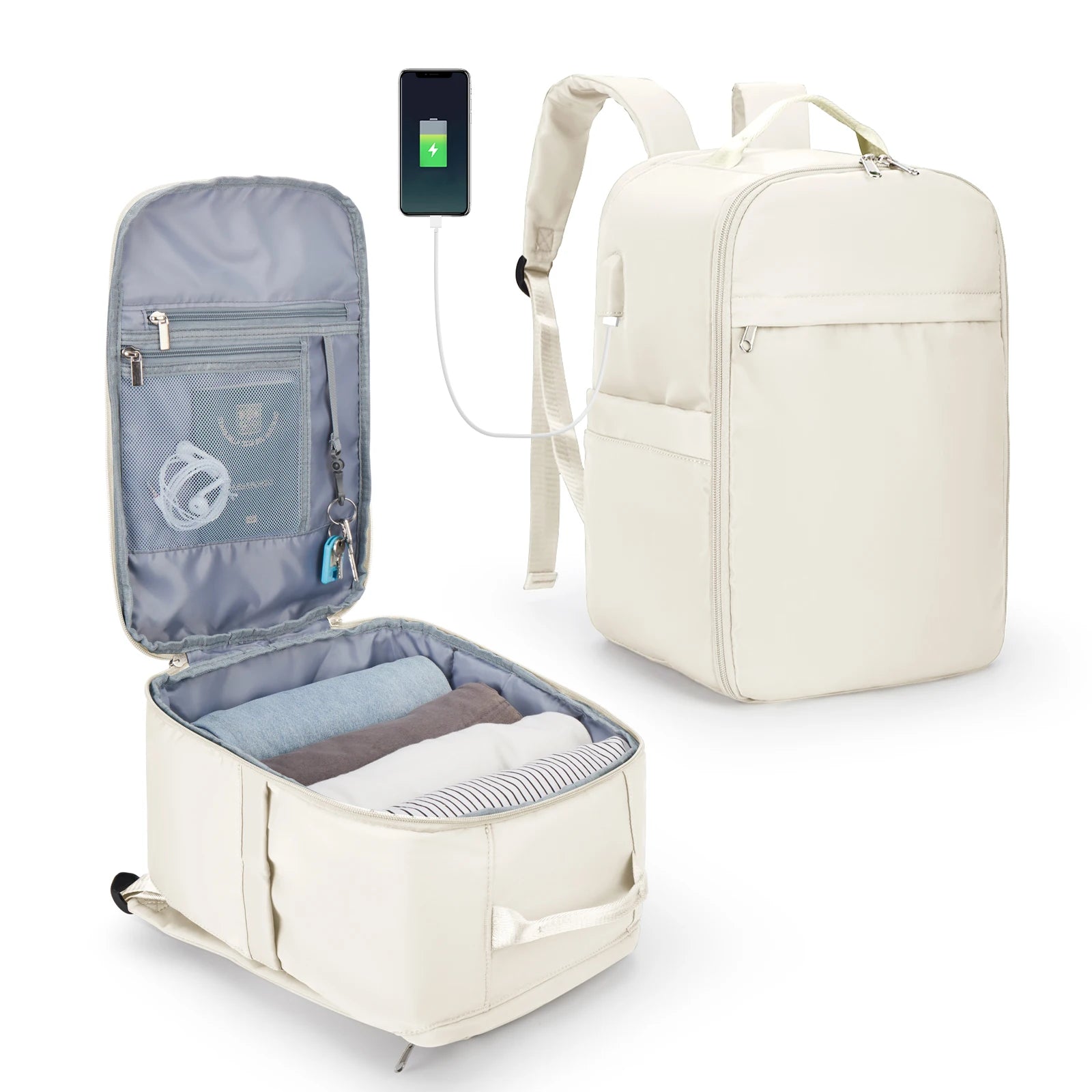 Storazone Beige / Large Ryanair Backpack 40x20x25 Cabin Bag, Hand Luggage Travel Backpack for Easyjet Cabin Bag 45x36x20, Laptop Backpack for Women/Men
