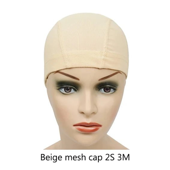 Storazone Beige Mesh 2S 3M 5 Pcs/lots Dome Caps Mesh Caps Wig Caps for Making Wigs Weaving Caps Hair Nets Elastic Nylon Breathable Mesh Hairnets