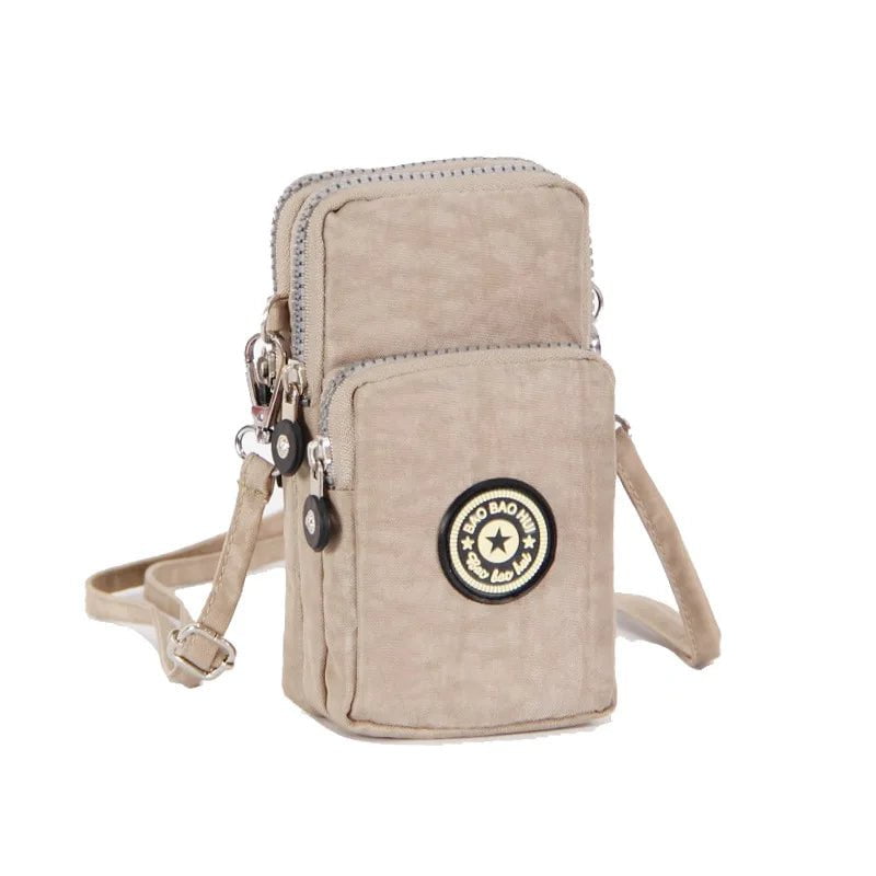 Storazone Beige Shoulder Bag Nylon Women Mobile Phone Bag Mini Female Messenger Purse Lady Wallet Small CrossBody Bag Women Handbag Сумка Женска