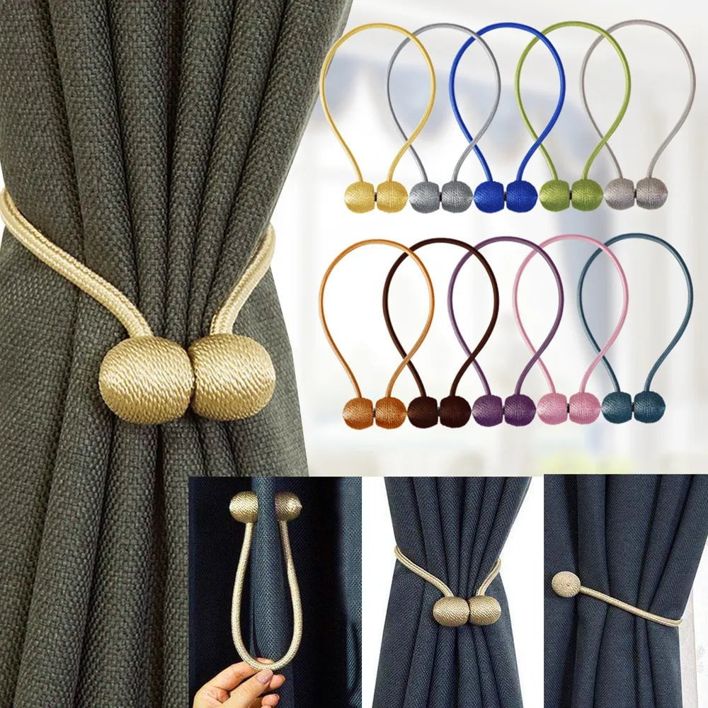 Storazone BELAVENIR 2Pcs Magnetic Curtain Tieback High Quality Clip Curtains Buckle Holder Decorative Home Polyester Curtains Accessories