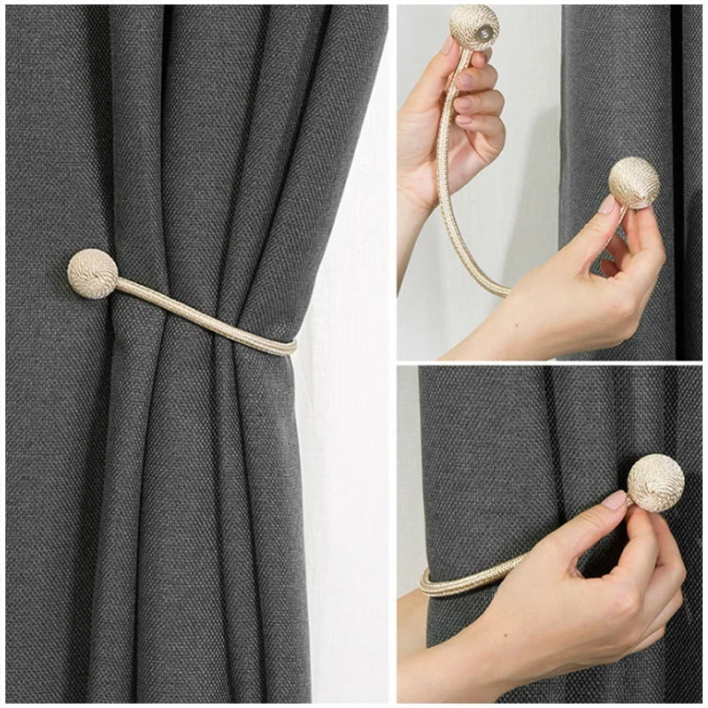 Storazone BELAVENIR 2Pcs Magnetic Curtain Tieback High Quality Clip Curtains Buckle Holder Decorative Home Polyester Curtains Accessories