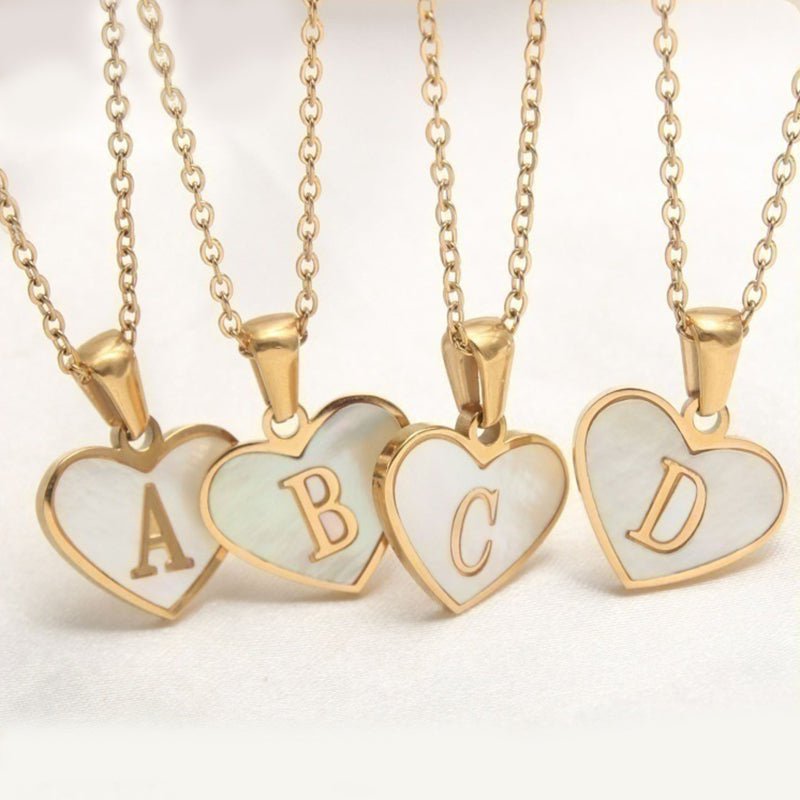 STORAZONE Best Seller 26 Letter Heart-shaped Necklace White Shell Love Clavicle Chain Fashion Personalized Necklace For Women Jewelry Valentine's Day