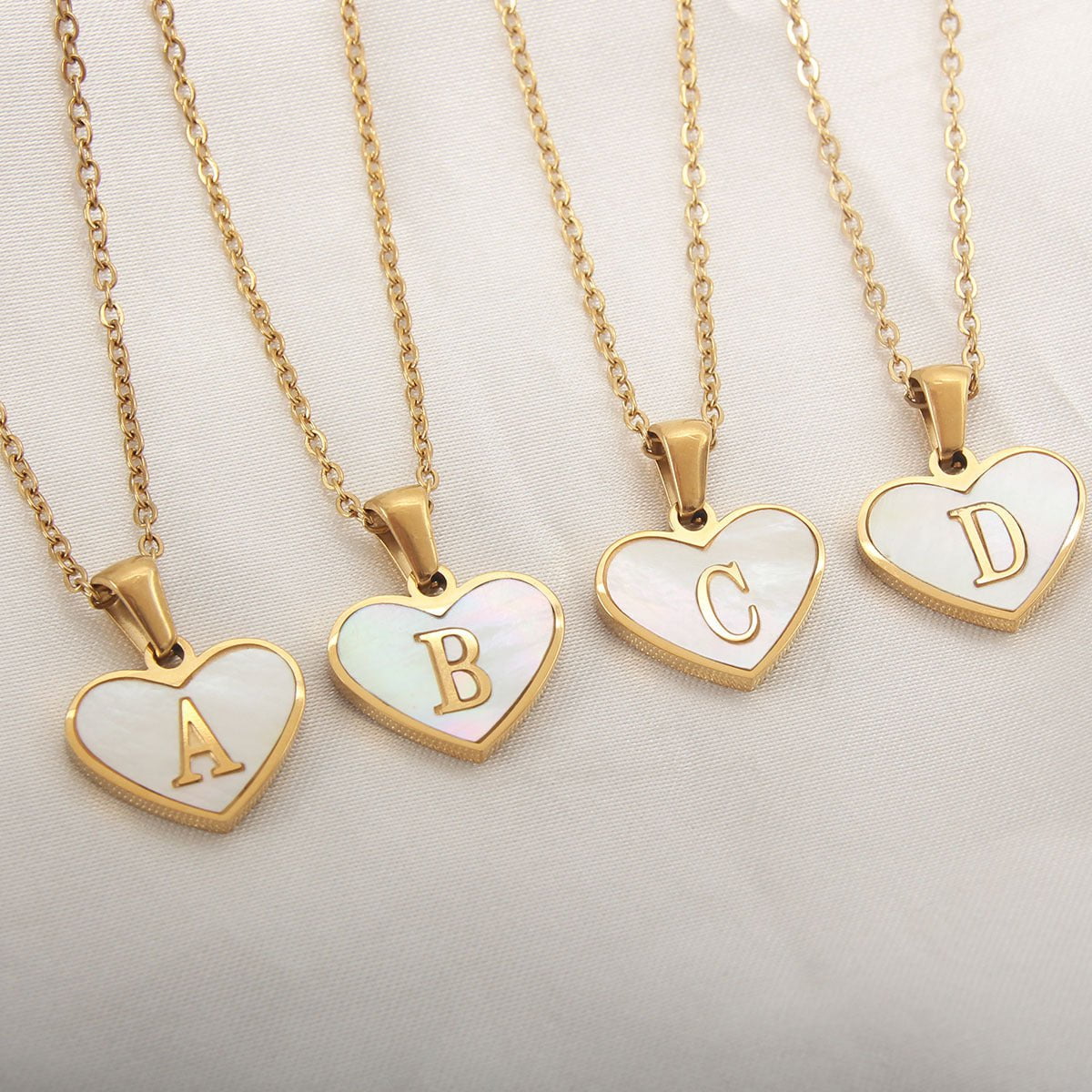 STORAZONE Best Seller 26 Letter Heart-shaped Necklace White Shell Love Clavicle Chain Fashion Personalized Necklace For Women Jewelry Valentine's Day