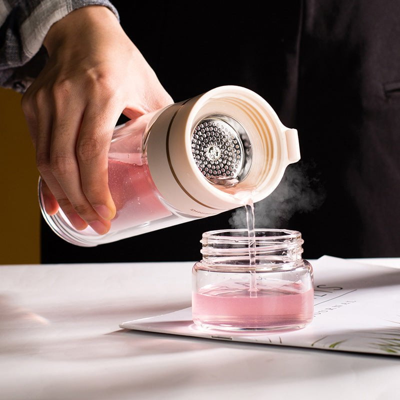 STORAZONE Best Seller Glass Water Bottle With Tea Infuser Filter Tea Separation Double Wall Glass Bottle Leakproof Water Bottle
