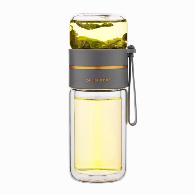 STORAZONE Best Seller Glass Water Bottle With Tea Infuser Filter Tea Separation Double Wall Glass Bottle Leakproof Water Bottle