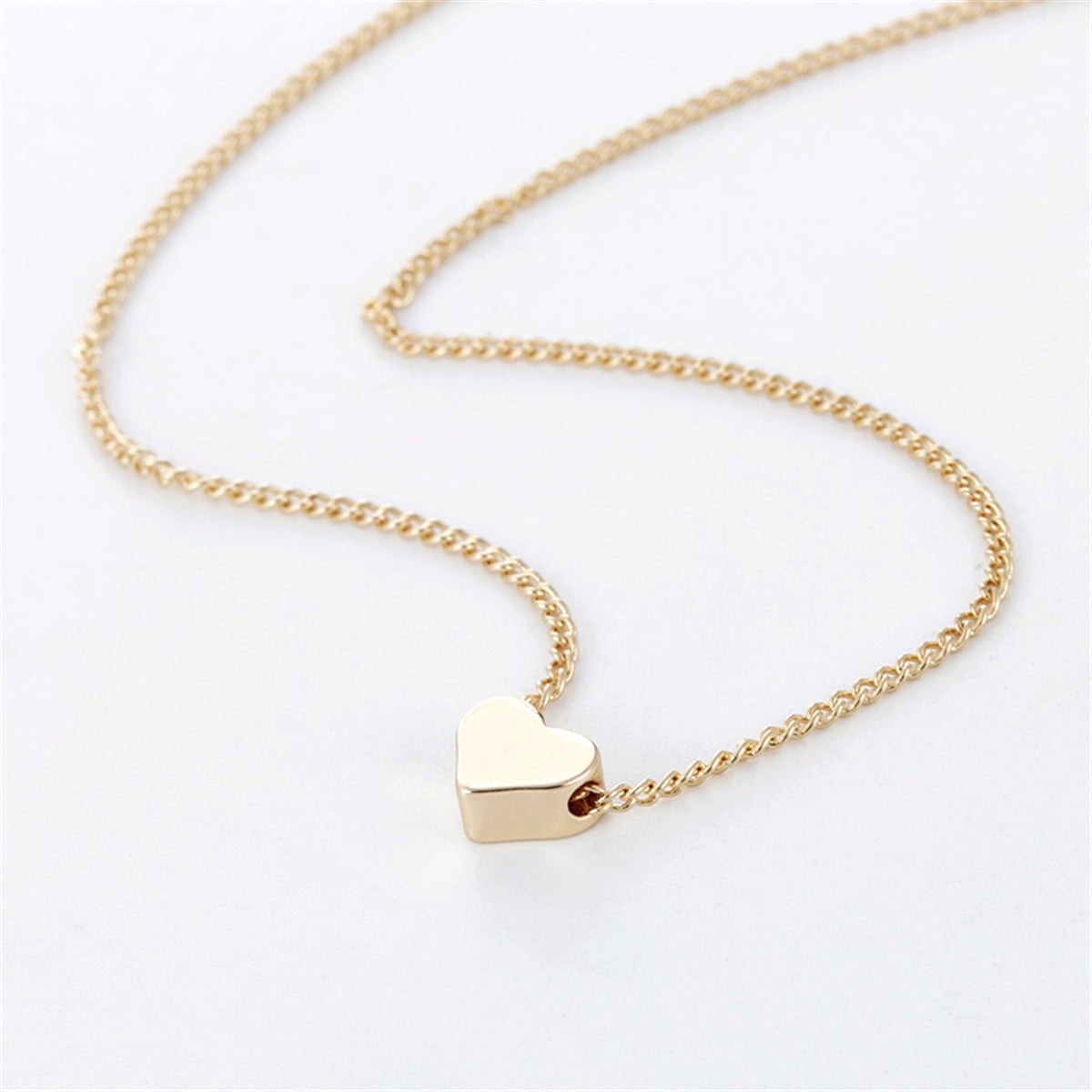 STORAZONE Best Seller Gold Simple Fashion Gold Color Double-sided Love Pendant Necklaces Clavicle Chains Necklace Women Jewelry Valentines Day Gift