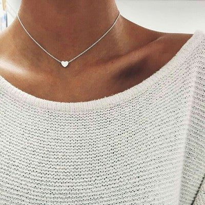 STORAZONE Best Seller Simple Fashion Gold Color Double-sided Love Pendant Necklaces Clavicle Chains Necklace Women Jewelry Valentines Day Gift