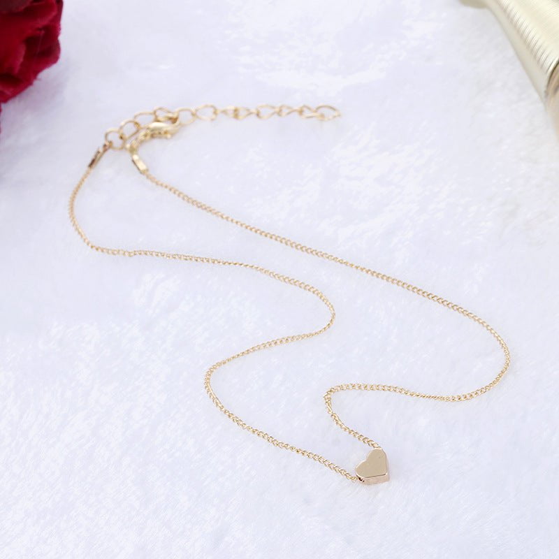 STORAZONE Best Seller Simple Fashion Gold Color Double-sided Love Pendant Necklaces Clavicle Chains Necklace Women Jewelry Valentines Day Gift