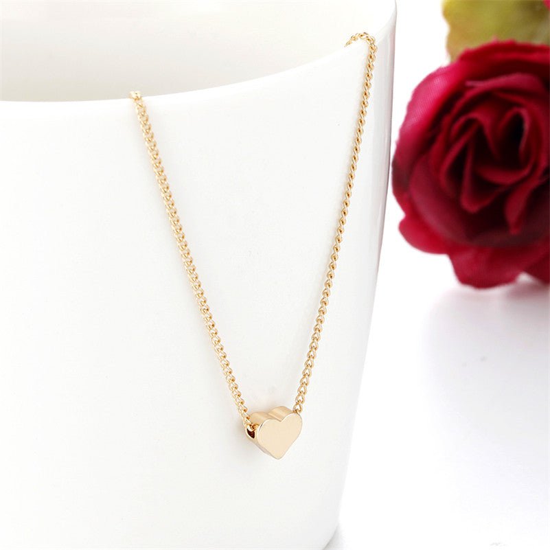 STORAZONE Best Seller Simple Fashion Gold Color Double-sided Love Pendant Necklaces Clavicle Chains Necklace Women Jewelry Valentines Day Gift