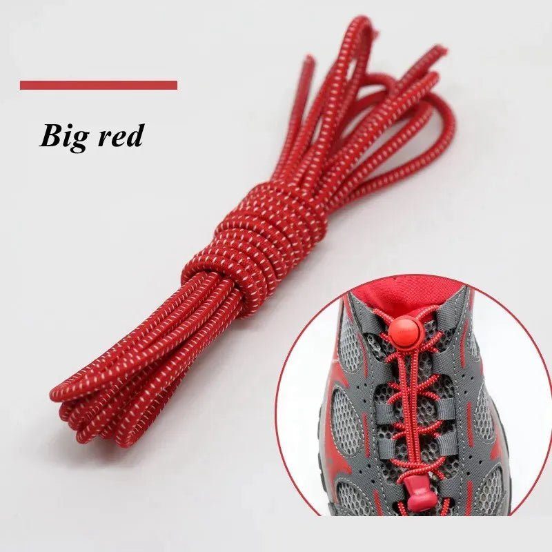 Storazone Big red / 100cm / CHINA 1 Pair 22 Colors Elastic Shoelaces Round Locking No Tie Shoe Laces Kids Adult Quick Lazy Laces Rubber Sneakers Shoelace T1