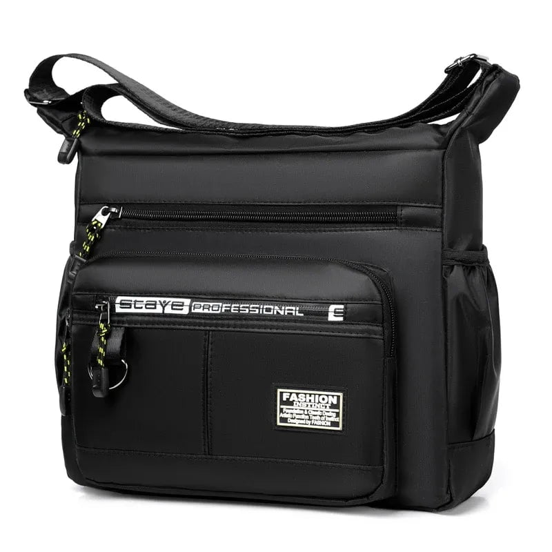 Storazone Black 0719 Multi-layer Pocket Design Oxford Shoulder Bag Large Capacity Men's Casual Fashion Single Shoulder Crossbody Luxury Messenger Bag