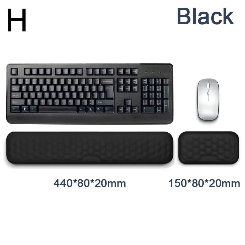Storazone Black 1 Ergonomic Keyboard Mouse Wrist Rest Office Typing Protection Relax Wrist Memory Foam Mouse Pad Computer Laptop Desk Mat