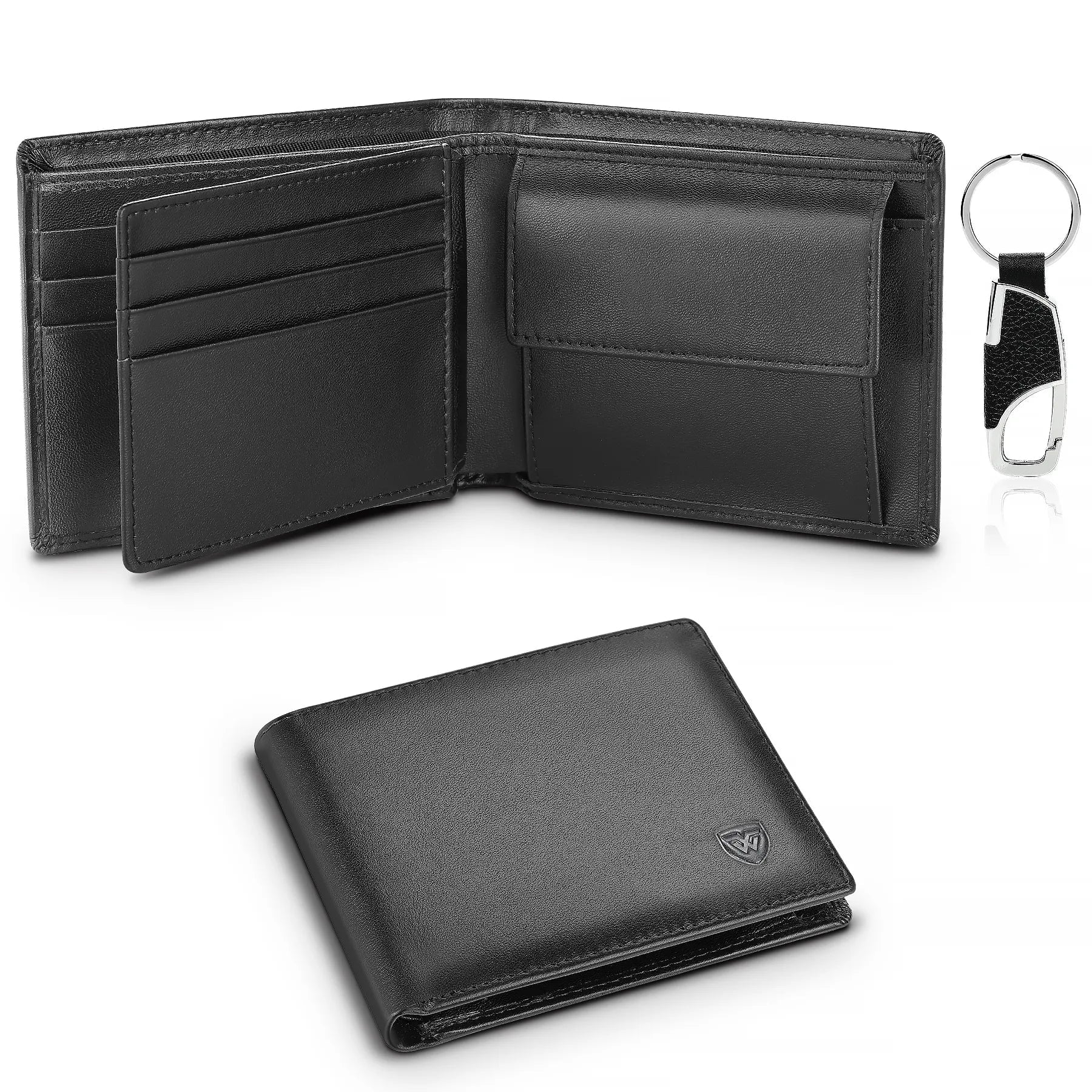 Storazone Black-1 Genuine Leather Wallet Men Classic Black Soft Purse Coin Pocket Credit Card Holder