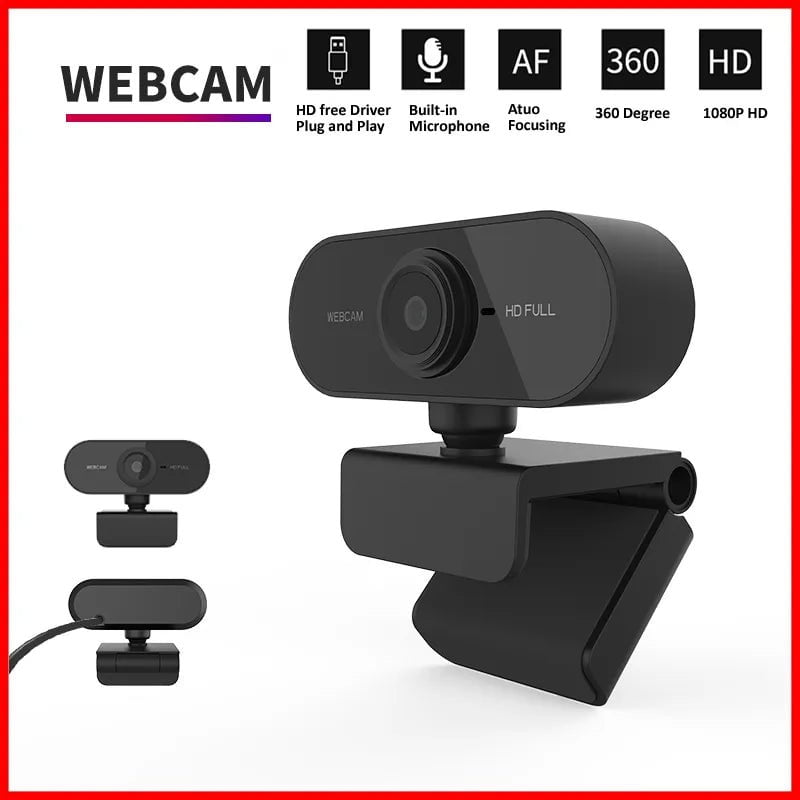 Storazone black 1080P HD Mini Webcam with microphone, usb interface supports laptop desktop computer, suitable for live video call conference