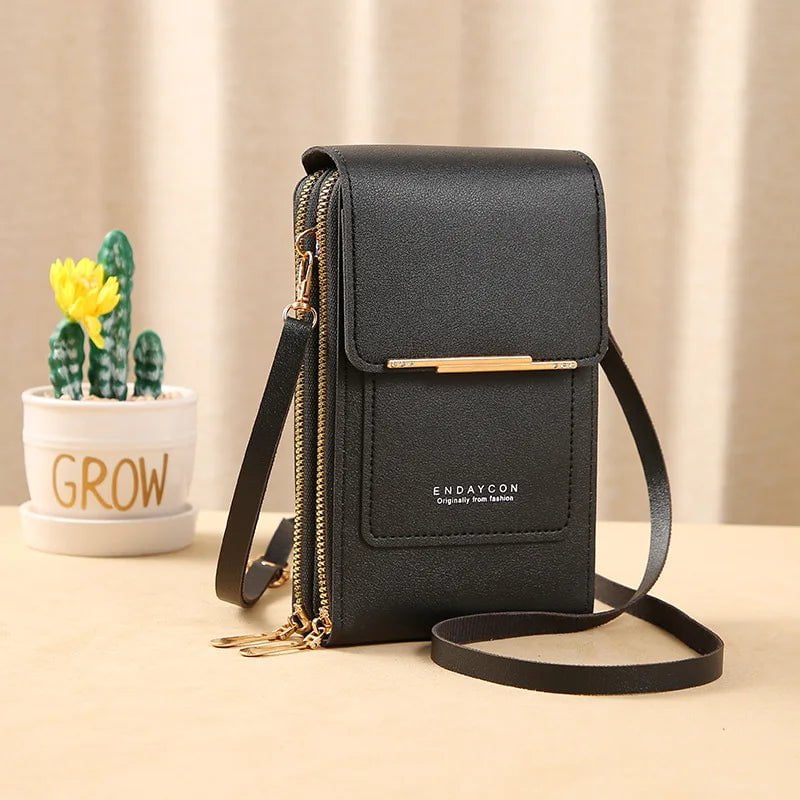 Storazone Black / 11x4x18CM / CN Buylor Women's Handbag Touch Screen Cell Phone Purse Shoulder Bag Female Cheap Small Wallet Soft Leather Crossbody сумка женская