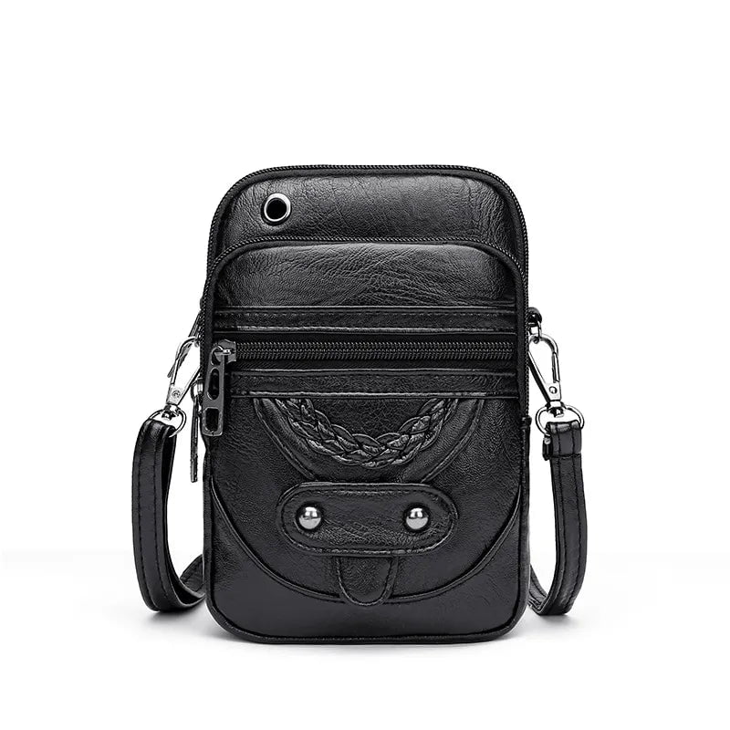 Storazone Black / 13x6x19cm Multi-Functional Soft PU Leather Small Shoulder Bag For Women Vintage Crossbody Bag Cash Purse Cell phone Baga Handbag Purse