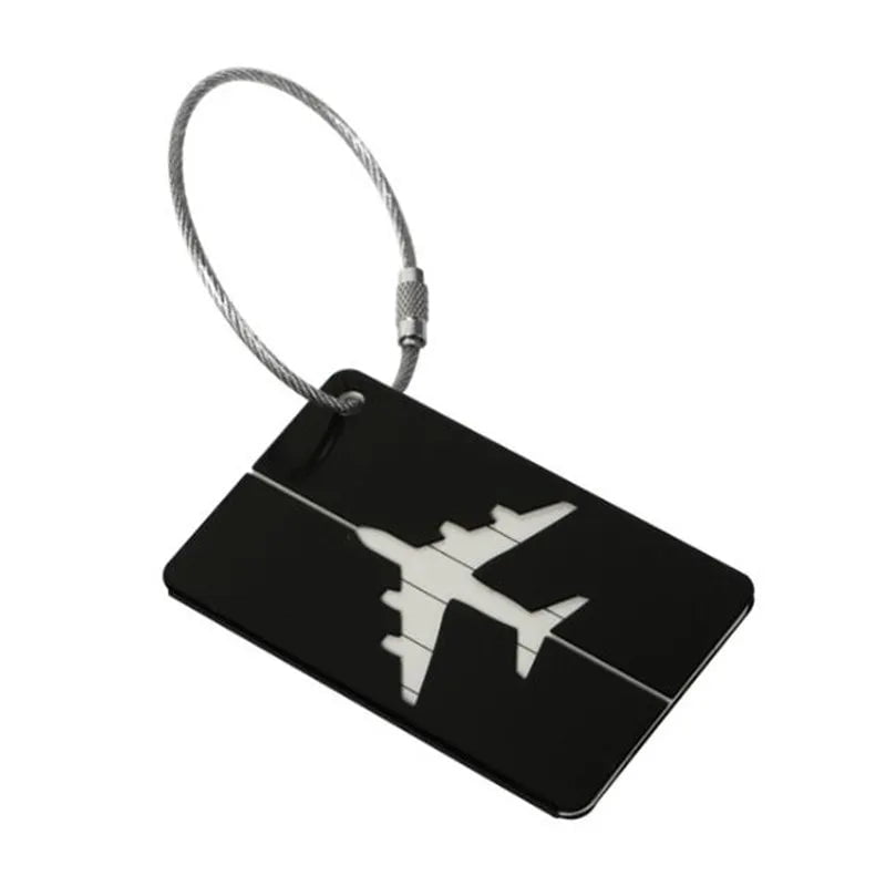Storazone black 1pc Luggage Travel Accessories Fashion Cute Novelty Rubber Funky Aluminium Label Straps Suitcase Luggage Tag Drop Shipping
