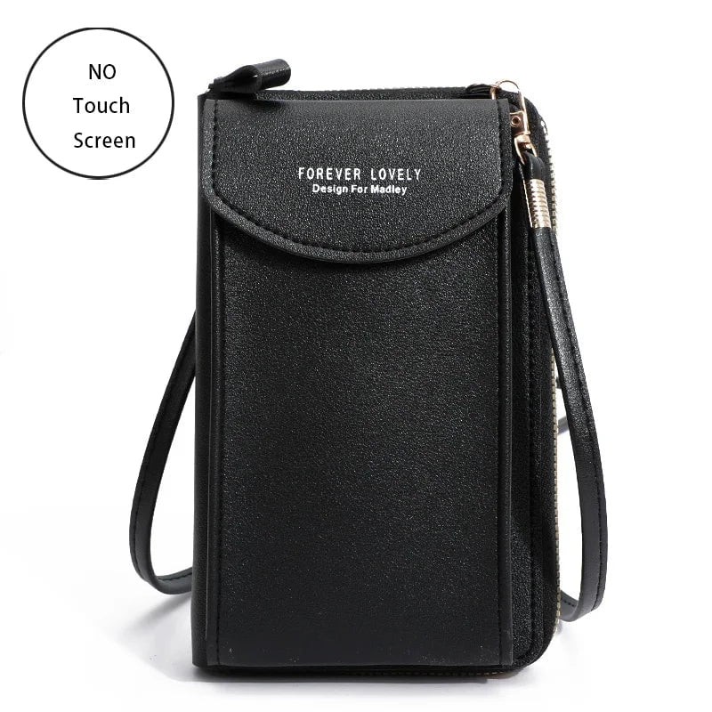 Storazone Black 2 / 11x4x18CM / CN Buylor Women's Handbag Touch Screen Cell Phone Purse Shoulder Bag Female Cheap Small Wallet Soft Leather Crossbody сумка женская