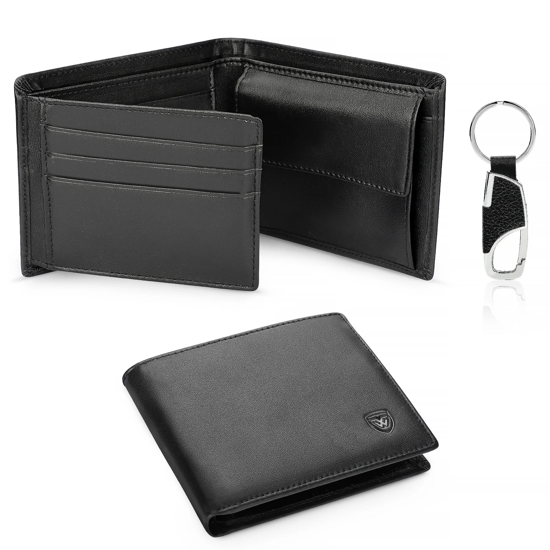 Storazone Black-2 Genuine Leather Wallet Men Classic Black Soft Purse Coin Pocket Credit Card Holder