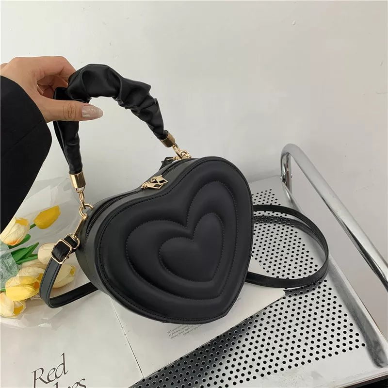 Storazone black / 22x19x8cm Fashion Love Heart Shape Shoulder Bag Small Handbags Designer Crossbody Bags For Women Solid Pu Leather Top Handle Bag