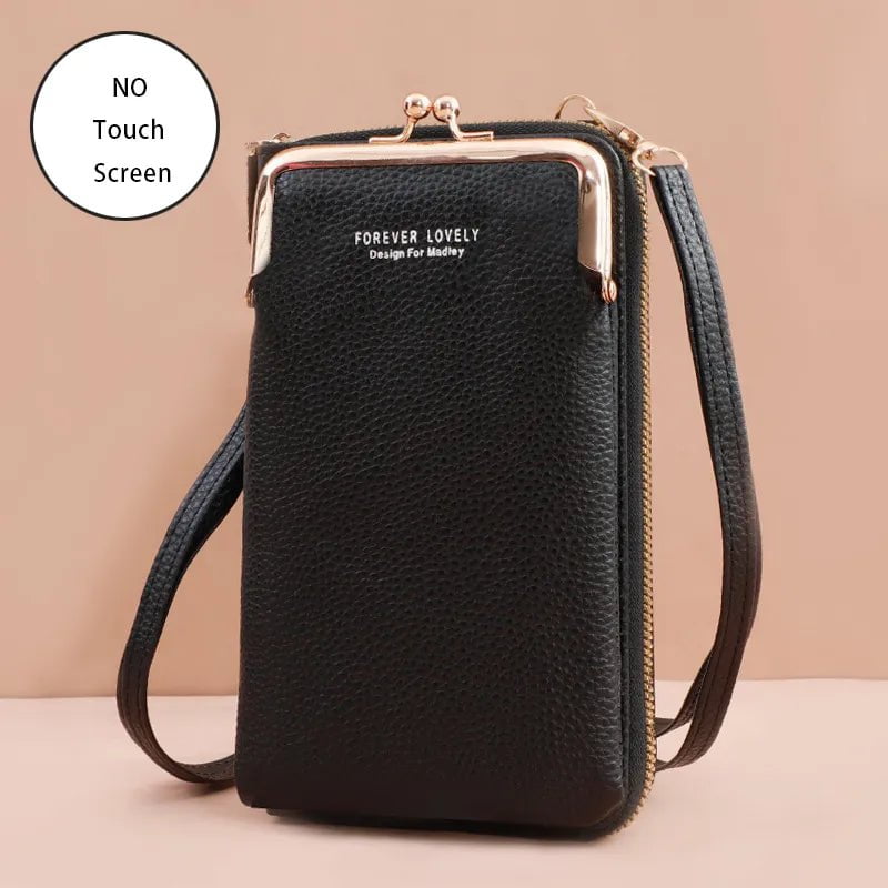 Storazone Black 3 / 11x4x18CM / CN Buylor Women's Handbag Touch Screen Cell Phone Purse Shoulder Bag Female Cheap Small Wallet Soft Leather Crossbody сумка женская