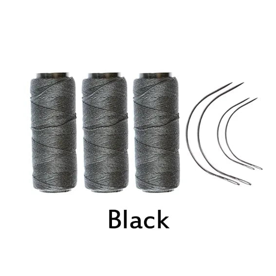 Storazone Black 3 roll 3 Rolls/5 Rolls Hair Weaving Threads With 4 pcs C Curved Needles Wig Making Tools Sewing Thread