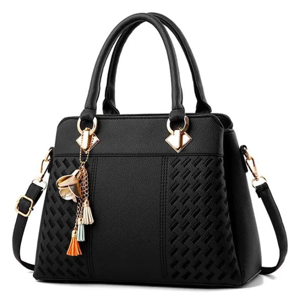 Storazone black / 31x14x23cm Gusure Luxury Handbag Women Crossbody Bag with tassel hanging Large Capacity Female Shoulder Bags Embroidery Tote Sac A Main