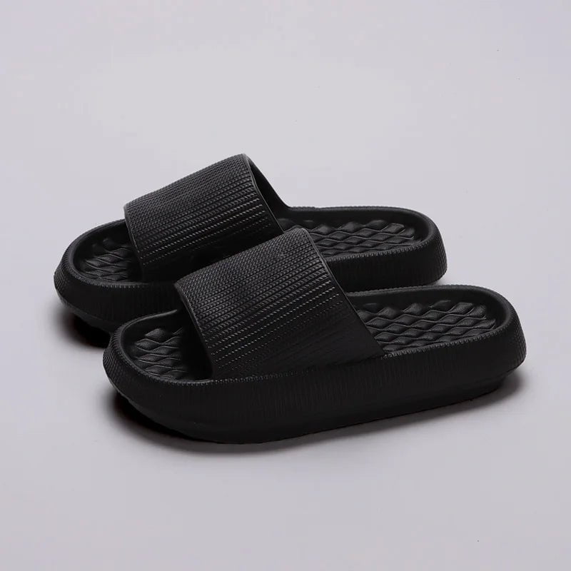 Storazone Black / 38-39 Women's Thick Platform Cloud Slippers EVA Soft Sole Pillow Slides Summer Beach Flip Flops Women Non Slip Bathroom Home Slippers