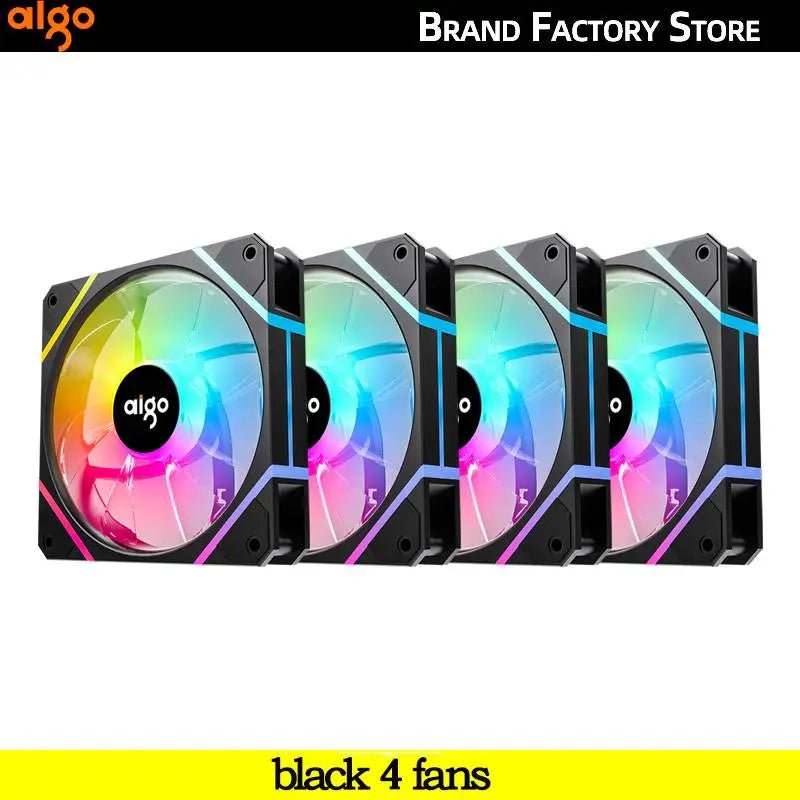 Storazone black 4 fans / white / A-RGB Aigo AM12PRO Rgb Fan Ventoinha PC 120mm Computer Case Fan Kit Water Cooler 4pin PWM CPU Cooling Fans 3pin5v argb 12cm Ventilador