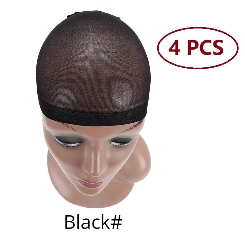 Storazone Black 4 pieces Nunify Nude Mesh Net Wig Caps With Closed End For Wigs 2Pcs/Pack Free Size Stocking Cap Red Coffee Black Begie Brown 6 Colors