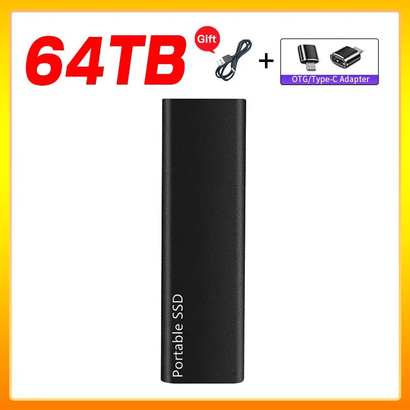 Storazone Black 64TB Original Portable External Hard Drive1TB 2TB Mobile Solid State Drive USB 3.1  External  hard disk ssd for Notebook Laptop Mac
