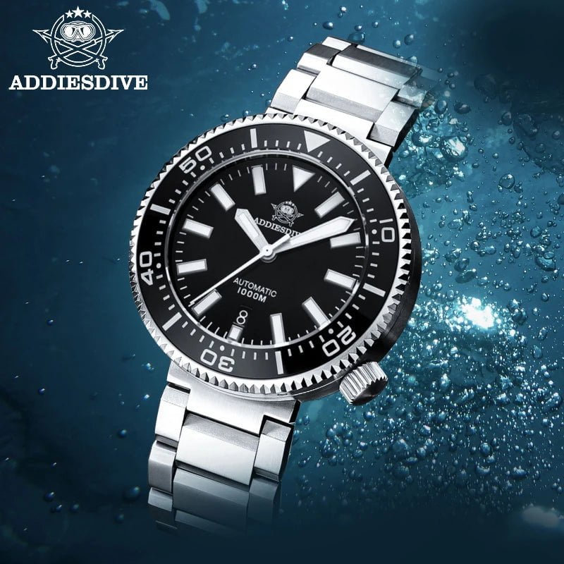 Storazone black ADDIESDIVE Men's Luxury Watch 1000m diver's watch Waterproof luminous Sapphire Glass reloj hombre Automatic Mechanical Watches