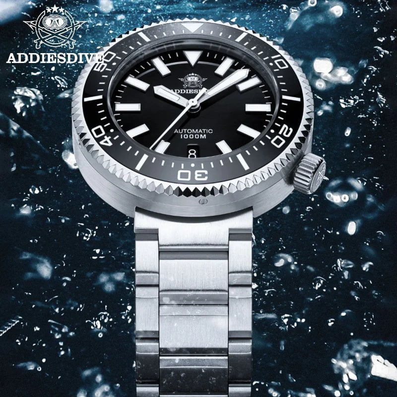 Storazone black ADDIESDIVE Men's Luxury Watch 1000m diver's watch Waterproof luminous Sapphire Glass reloj hombre Automatic Mechanical Watches