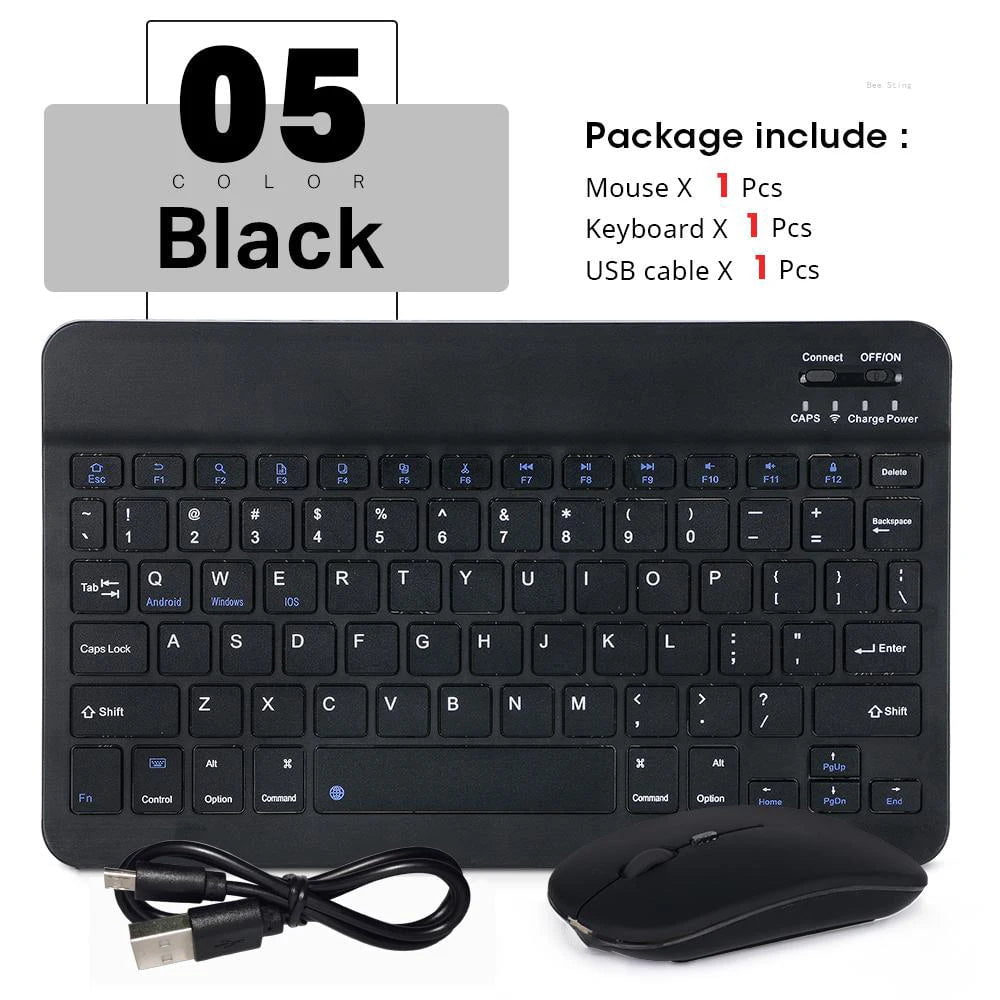 Storazone Black-and mouse Mini Wireless Keyboard Bluetooth Keyboard For ipad Phone Tablet Portable Bluetooth Keyboard and Mouse For Samsung Xiaomi Android