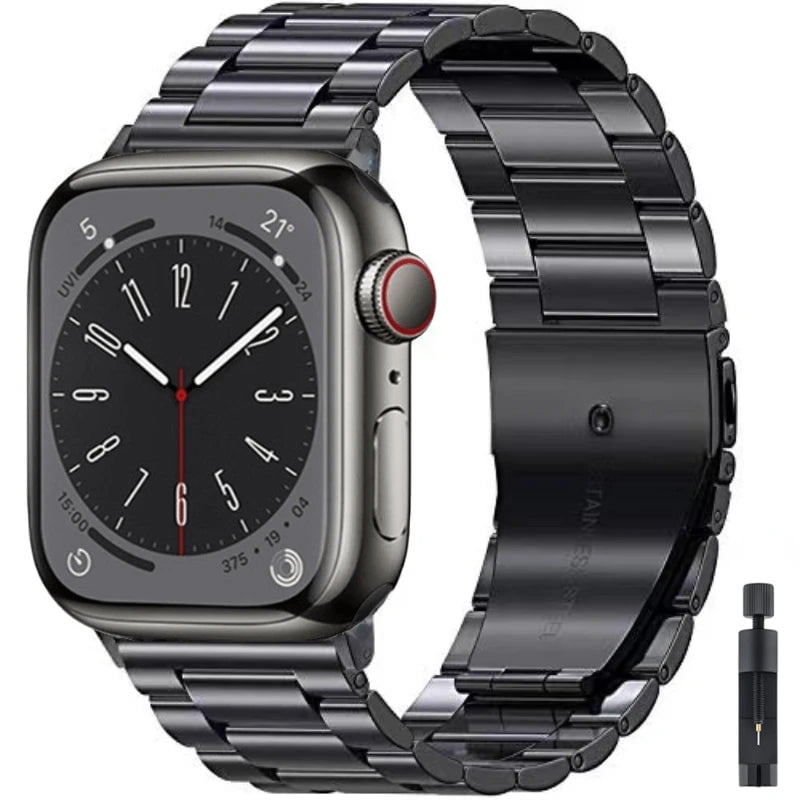 Storazone Black and tool / For 38mm or 40mm Metal strap For Apple watch Ultra/2 49mm 9 8 7 45mm 41mm Stainless steel high-end wristband For iWatch 6 5 4 3 SE 44mm 42mm 40mm