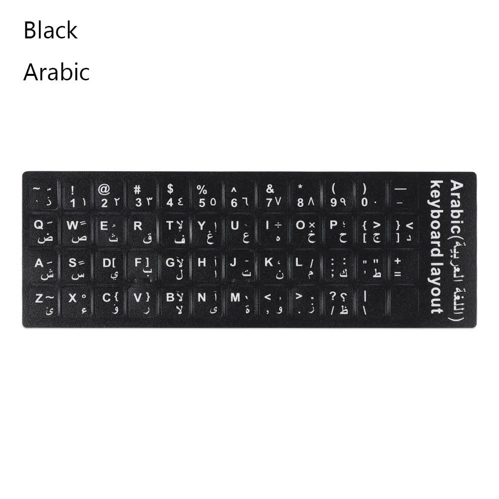 Storazone Black-Arabic Multi-language Keyboard Stickers Spanish/English/Russian/Deutsch/Arabic/Italian/Japanese Letter Replacement For Laptop PC