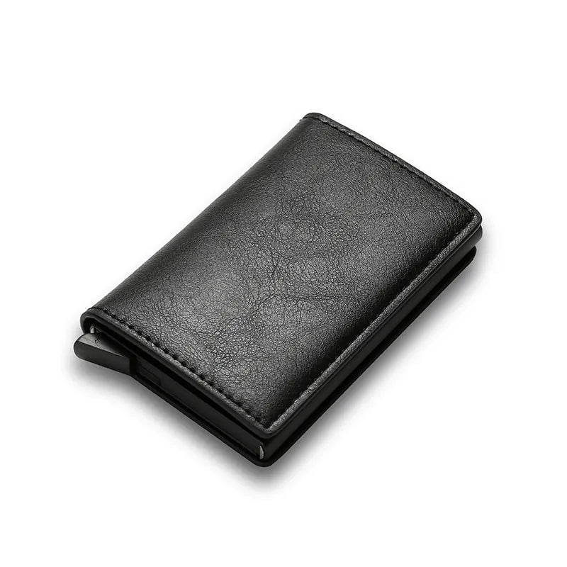 Storazone Black B Carbon Fiber Card Holder Wallets Men RFID Black Magic Trifold Leather Slim Mini Wallet Small Money Bag Male Purses Wallet Women