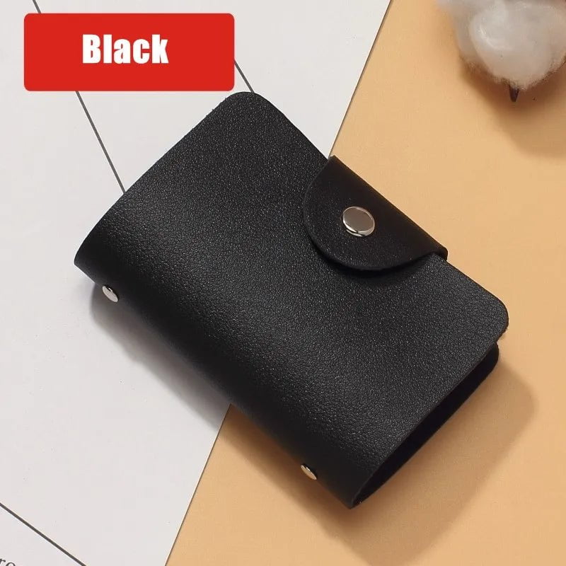 Storazone black bag New Leather Function 24 Bits Card Case Business Card Holder Men Women Credit Passport Card Bag ID Passport Card Wallet 8 Colors