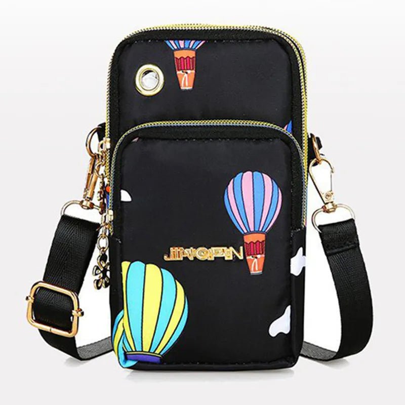 Storazone Black Balloons / 18x8x9cm / CN Buylor New Mobile Phone Crossbody Bags for Women Fashion Women Shoulder Bag Cell Phone Pouch With Headphone Plug 3 Layer Wallet