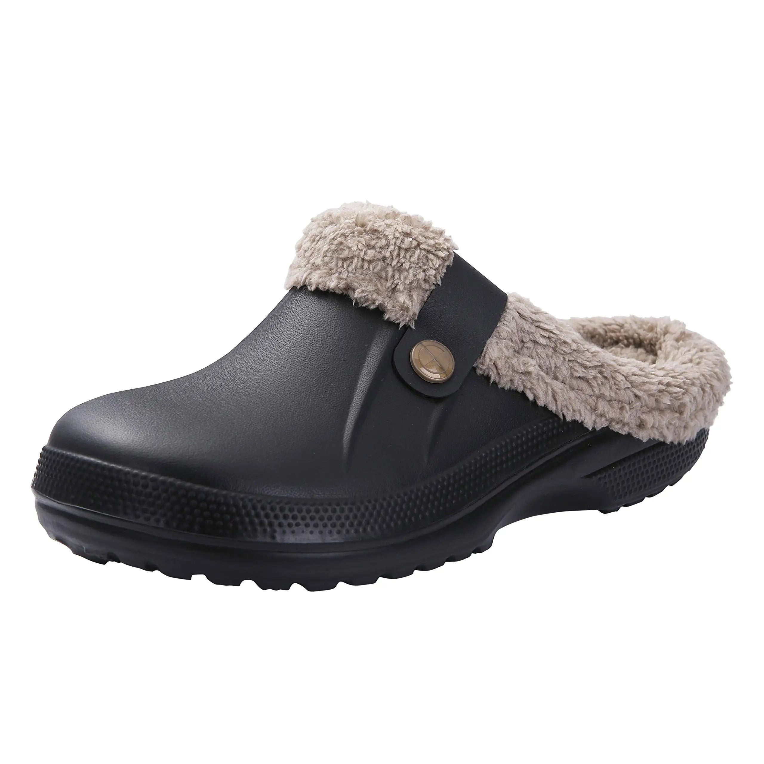 Storazone Black Brown / 35-36(8.6-8.8 inch) / CHINA Shevalues Plush Fur Clogs Slippers For Women Men Winter Soft Furry Slippers Waterproof Garden Shoes Multi-Use Indoor Home Shoes