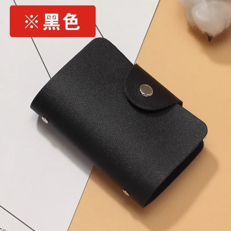 Storazone black Business Card Holder Anti-theft ID Credit Card Holder Fashion Women's 24 Cards Slim PU Leather Pocket Case Coin Purse Wallet