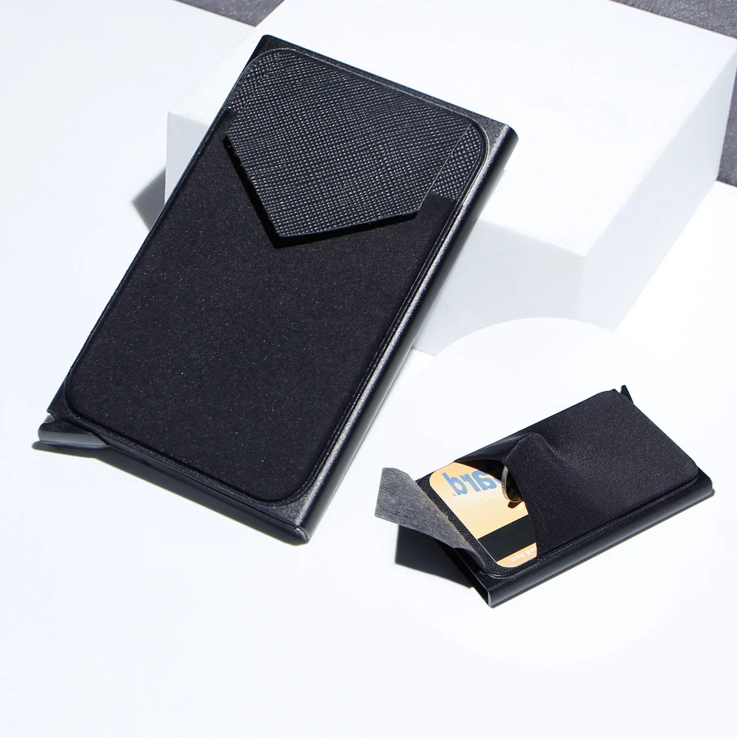 Storazone Black C Carbon Fiber Card Holder Wallets Men RFID Black Magic Trifold Leather Slim Mini Wallet Small Money Bag Male Purses Wallet Women