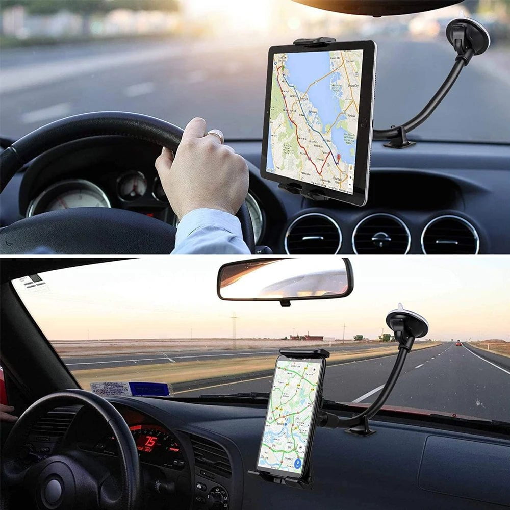 Storazone black Car Tablet Holder Long Arm Suction Cup Mount for iPad Pro Air 4-13'' Xiaomi Tablet SUV Truck Vehicle Lift Uber Windshield Window