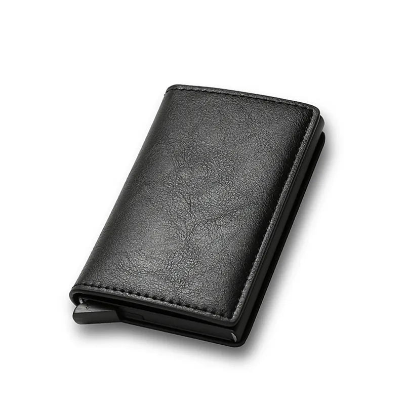 Storazone Black Carbon Fiber Credit Card Holder Wallets Men Brand Rfid Black Magic Trifold Leather Slim Mini Wallet Small Money Bag Male Purses