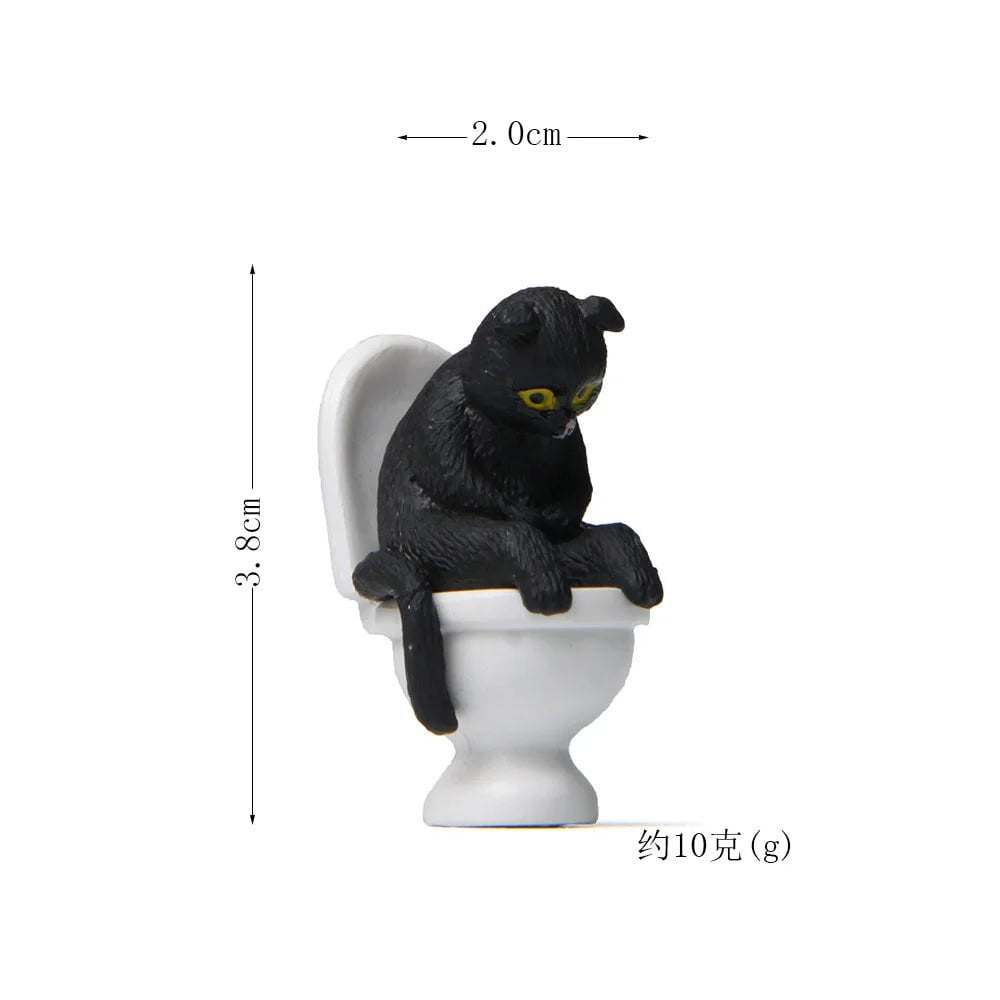 Storazone black cat figure 11 Cat on Toilet Resin Home Decoration Action Figure Dollhouse Landscape Accessories Fairy Garden Miniatures Desktop Model Ornament