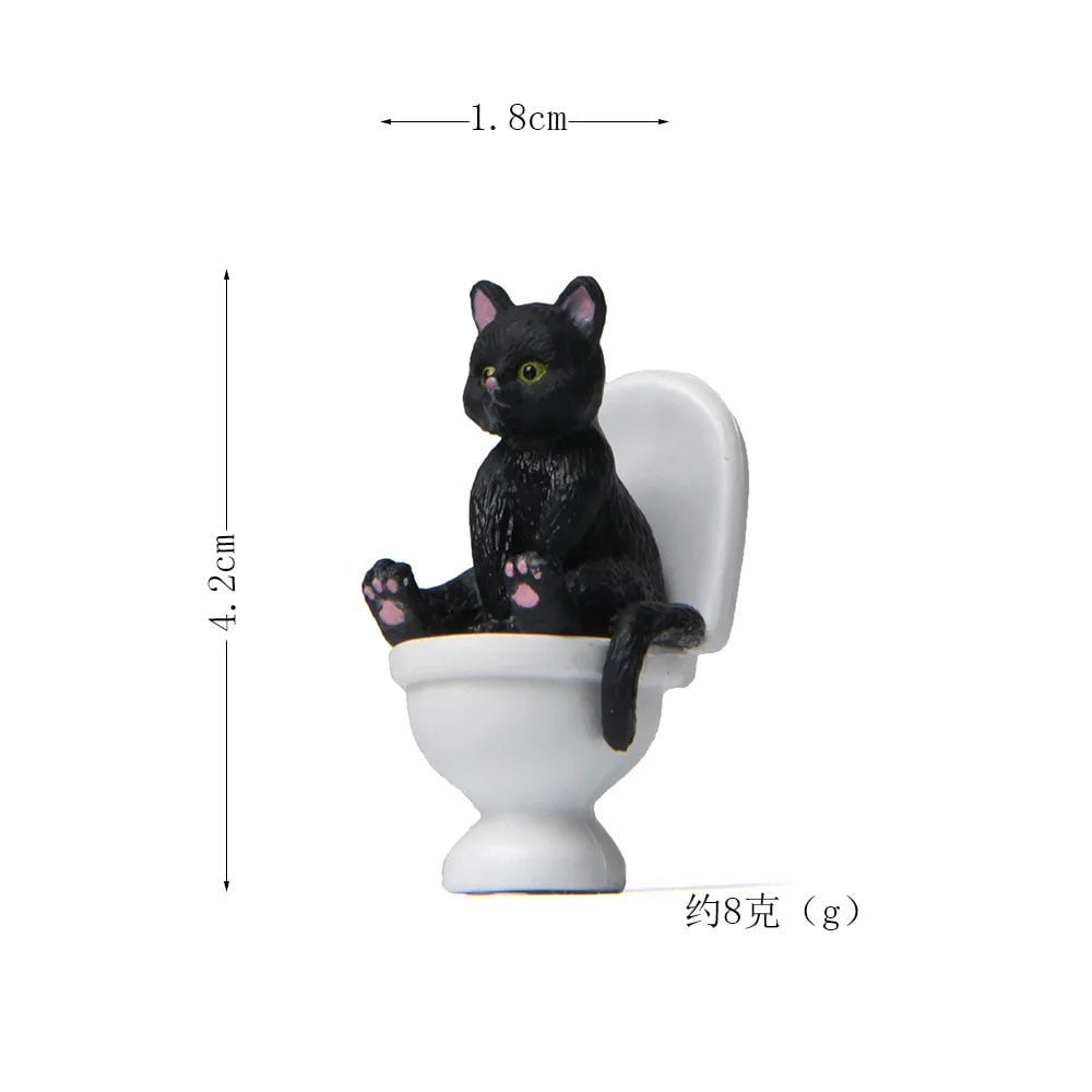 Storazone black cat figure 2 Cat on Toilet Resin Home Decoration Action Figure Dollhouse Landscape Accessories Fairy Garden Miniatures Desktop Model Ornament